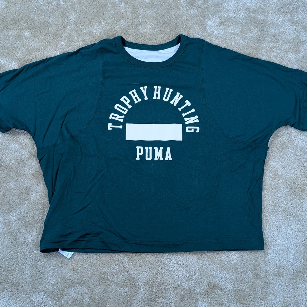 Puma Trophy Hunting Green oversized layered T-Shirt size large NWT